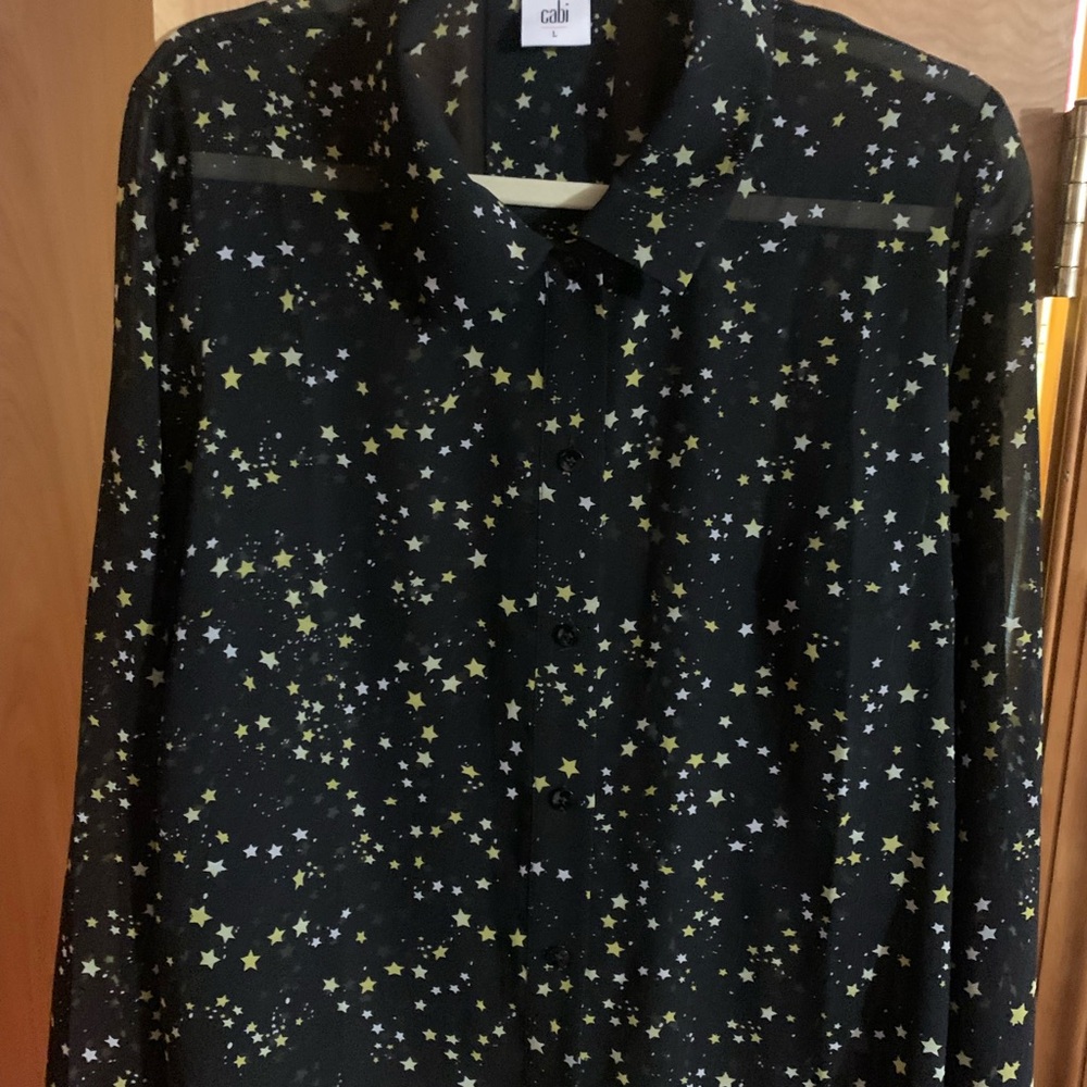 Cabi Black Star Print Blouse